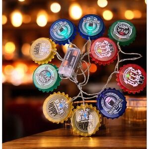 ❤️💚💙💛Wembley Beer Bottle Cap Lights Set of 10 Multi-Colors LIGHTS WORK